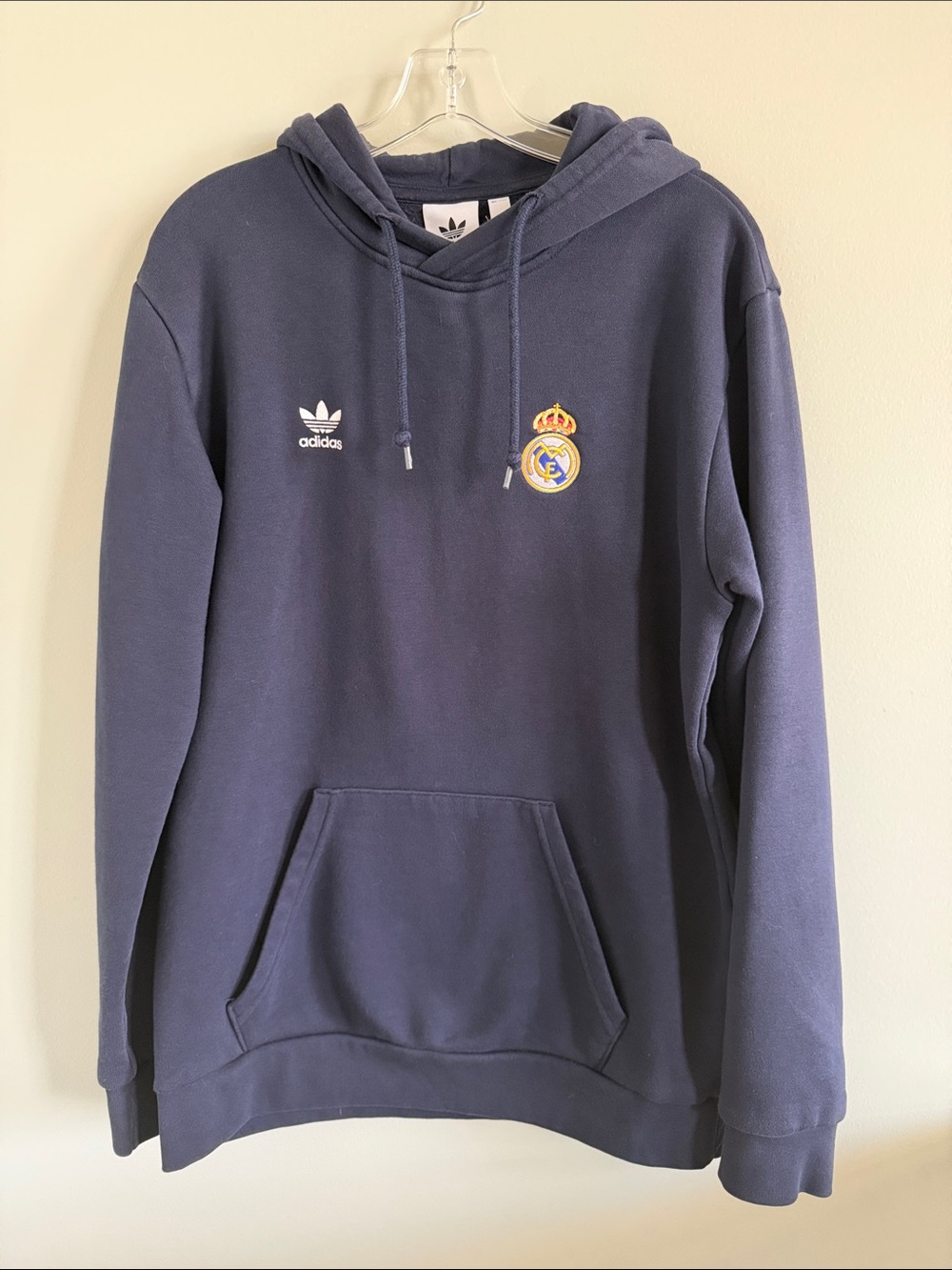 adidas Navy Real Madrid Crest Pullover Hoodie